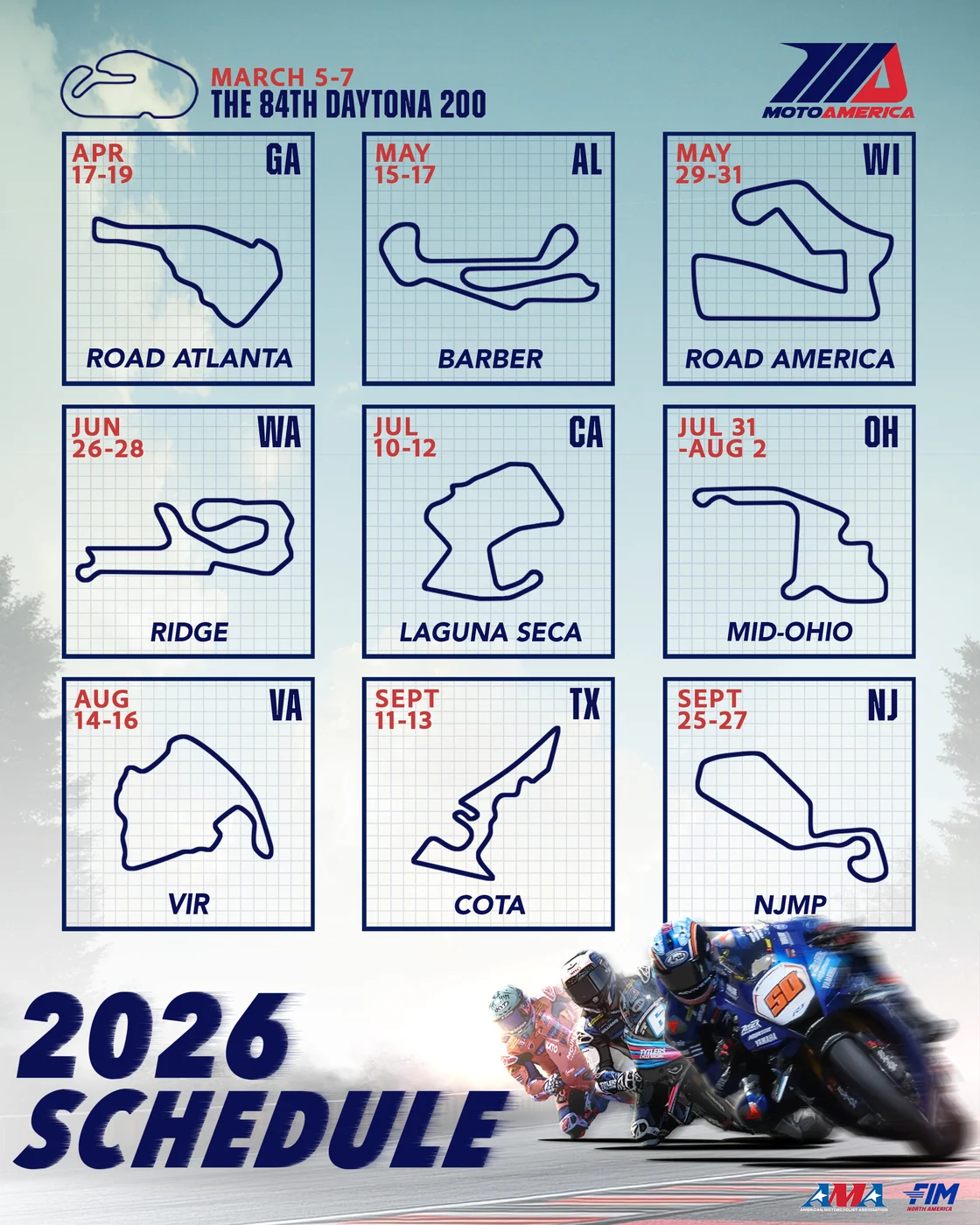 Motoamerica: Nine Rounds, 20 Superbike Races To Highlight 50Th Anniversary Season Of Ama Superbike Racing