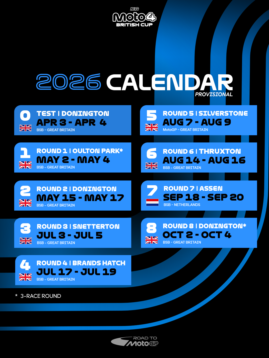 2026 R&Amp;G Moto4 British Cup Calendar Released